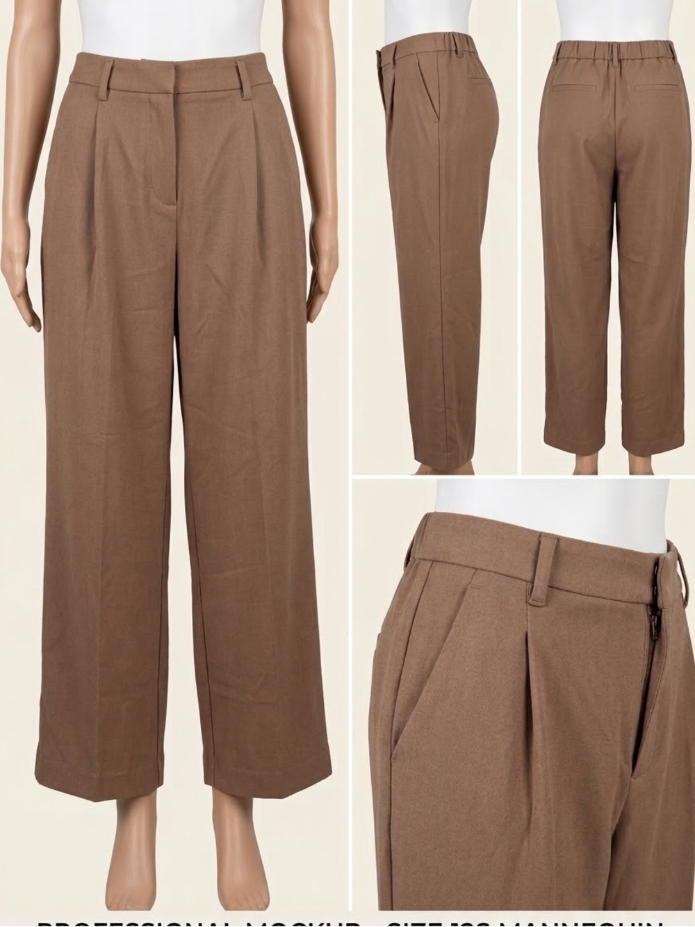 A New Day Brown Stretch Workwear Pants 12S – Comfy Pull‑On Trousers